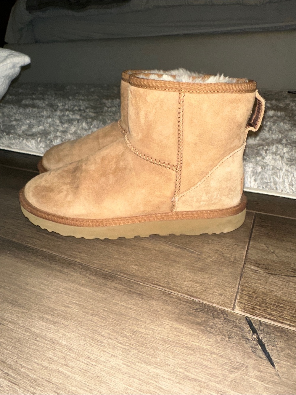 UGG Chestnut Suede Short Boot with Shearling